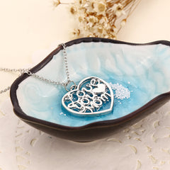 "Love You Mom Silver Necklace - Elegant Collar Chain"
